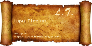 Lupu Tirzusz névjegykártya